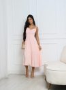 vestido midi laiz rosa bebê