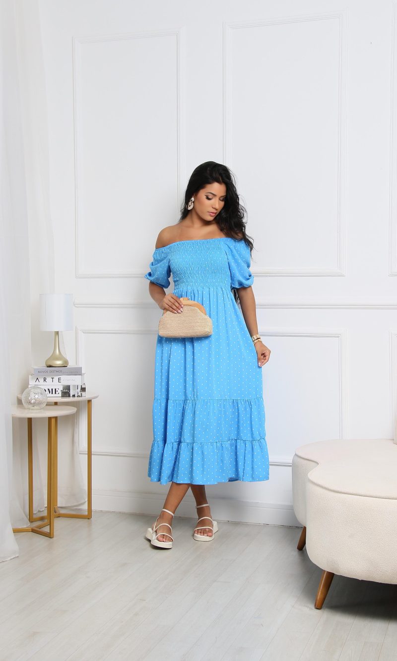 vestido bella mide com bolinha