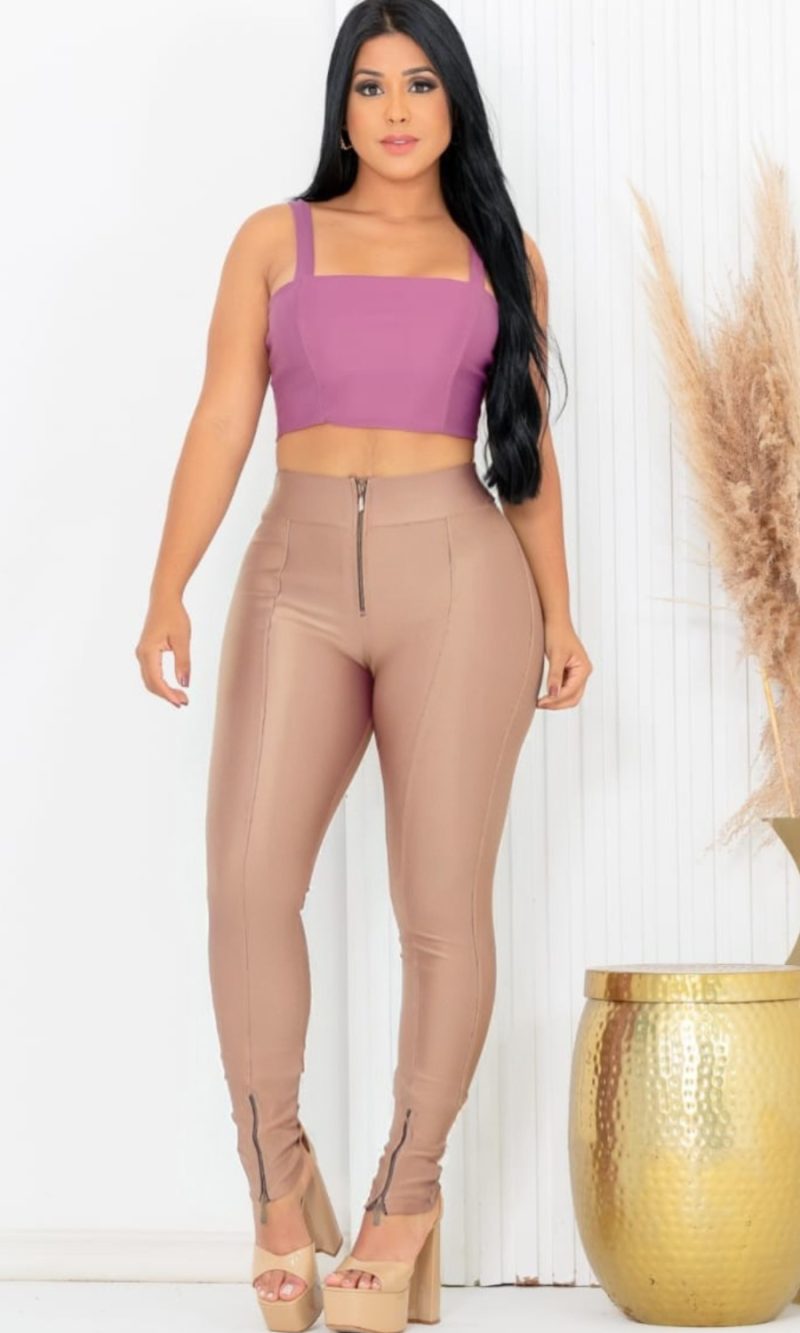 calça 3 zíper malha prada premium